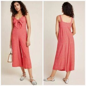 Anthropologie X Kachel Jordan Polka Dot Wide-Leg Tie Front Jumpsuit Romper 12